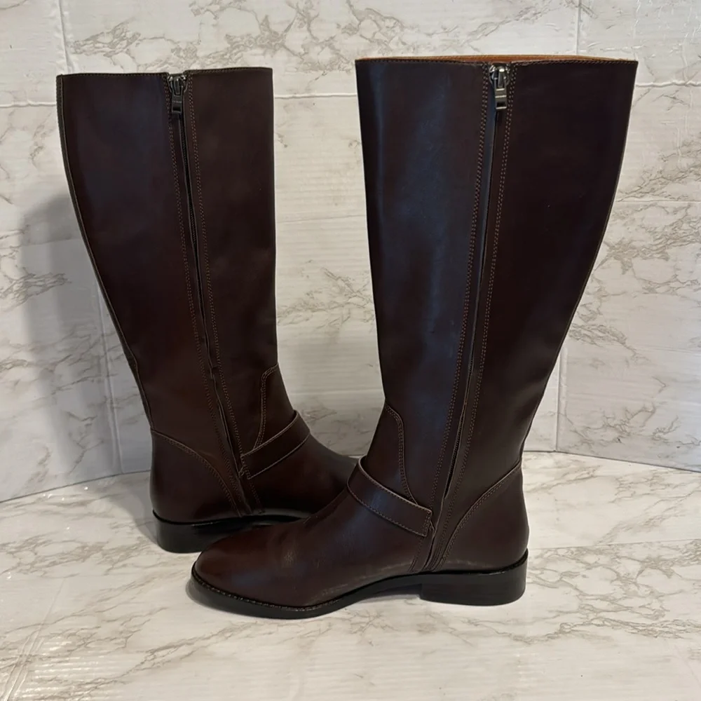 Coach ladies dark chocolate brown tall Brynn Riding leather Boots size 10 B - Picture 9 of 13
